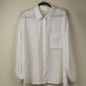 Gentle Fawn Semi Sheer Long Sleeve Button Down Blouse Size L NWT